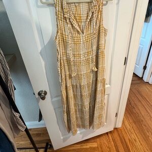 Yellow Plaid Sleeveless Dress